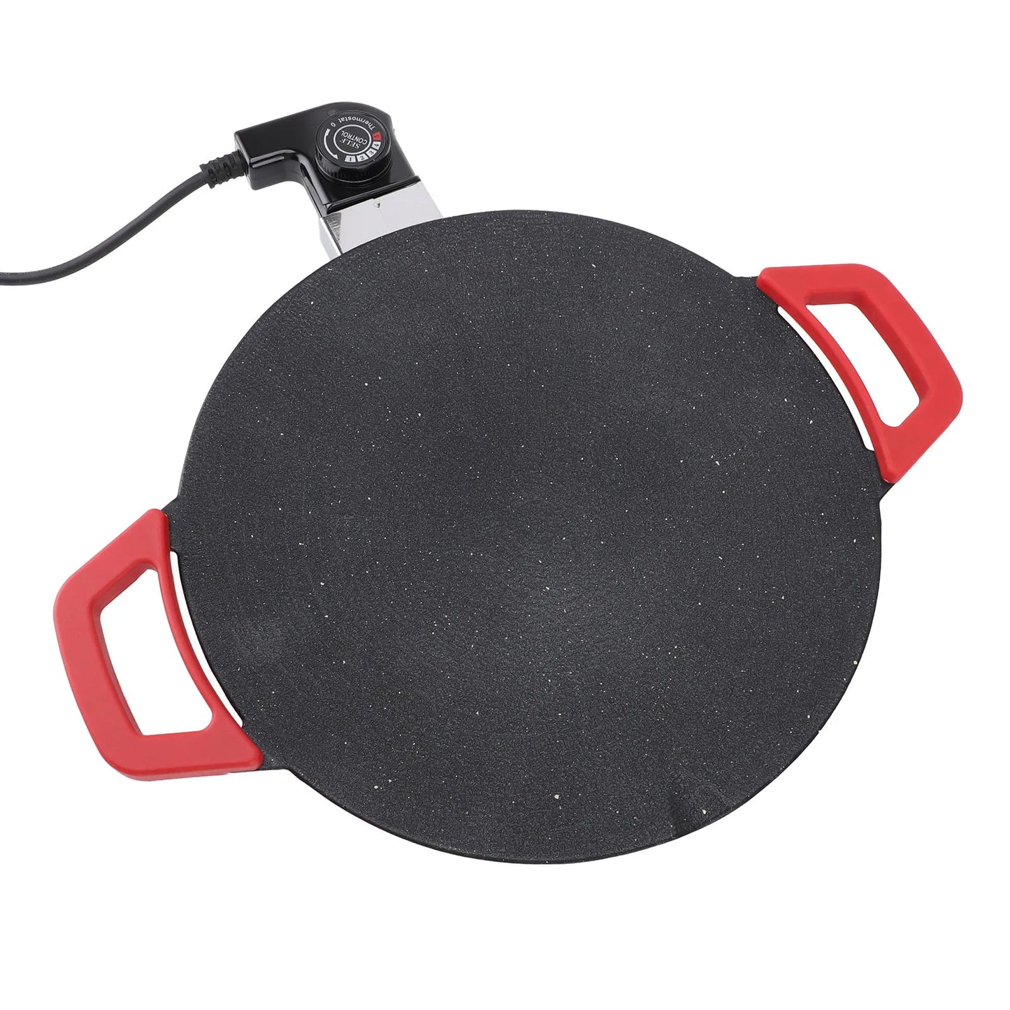 30cm Electric Grill Pan Round BBQ Griddle Concave Design Nonstick Coating Temperature Knob Adjustment Electric Grill Plate
