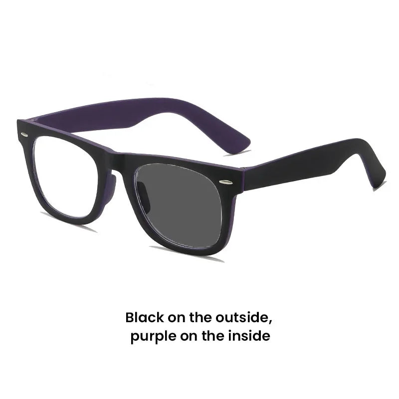 Intelligent Photochromic Reading Glasses Retro Trendy Presbyopia Sunglasses 2 in 1 Men Farsighted Eyewear Diopter Prescription