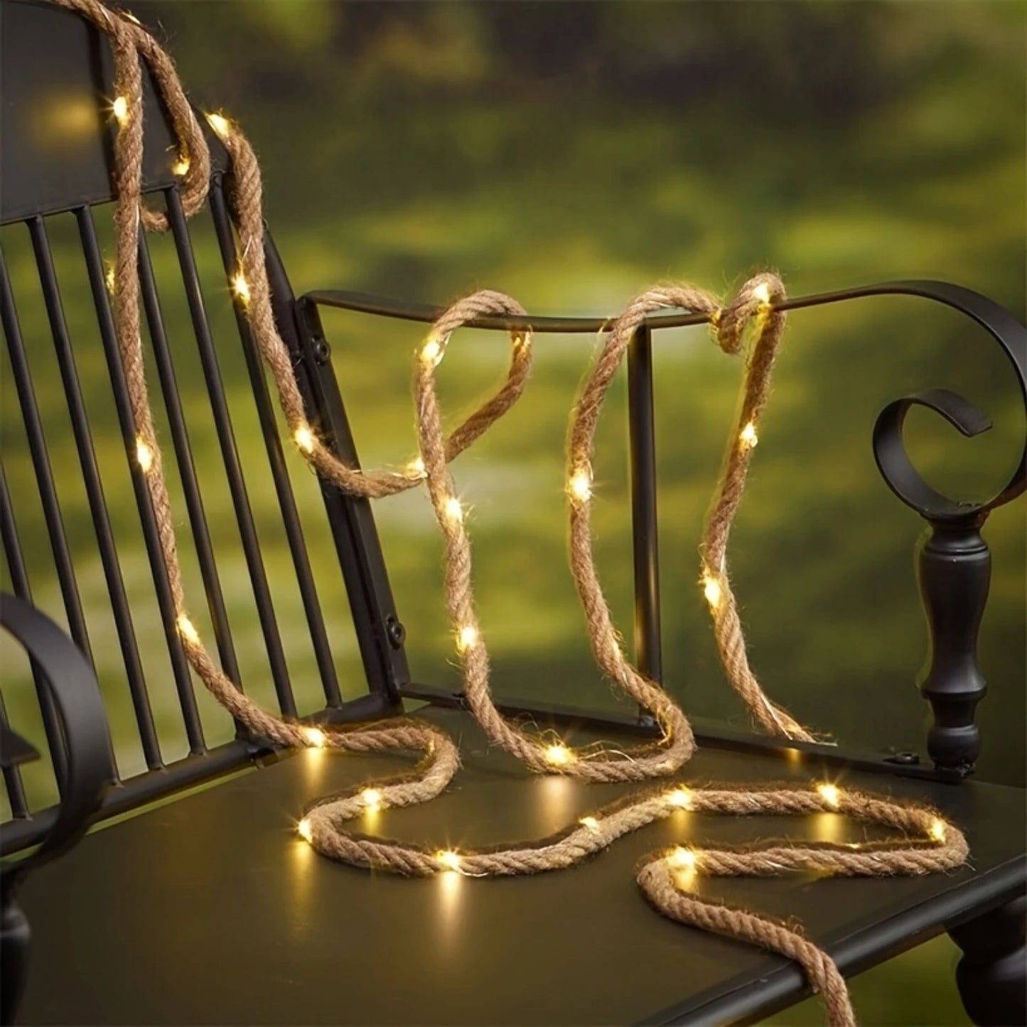 100/200 LEDS Outdoor Solar Retro Hemp Rope Light 8 Lighting Mode Warm White Copper Wire Light for Yard Garden Balcony Decor Lamp