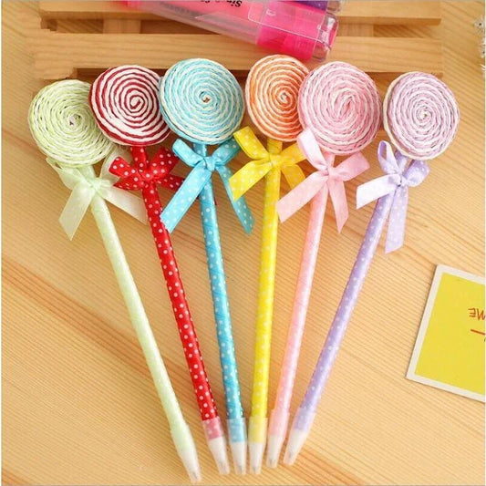 6 Piece Creative Lollipop Candy Ballpoint Pen Stationery