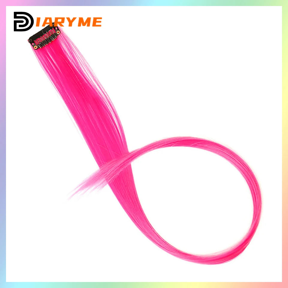 Colorful Hair Extensions Curly One Clip in Synthetic Long Hairpiece For Girls Women Kid Multi-colors Party Highlights Wig Piece