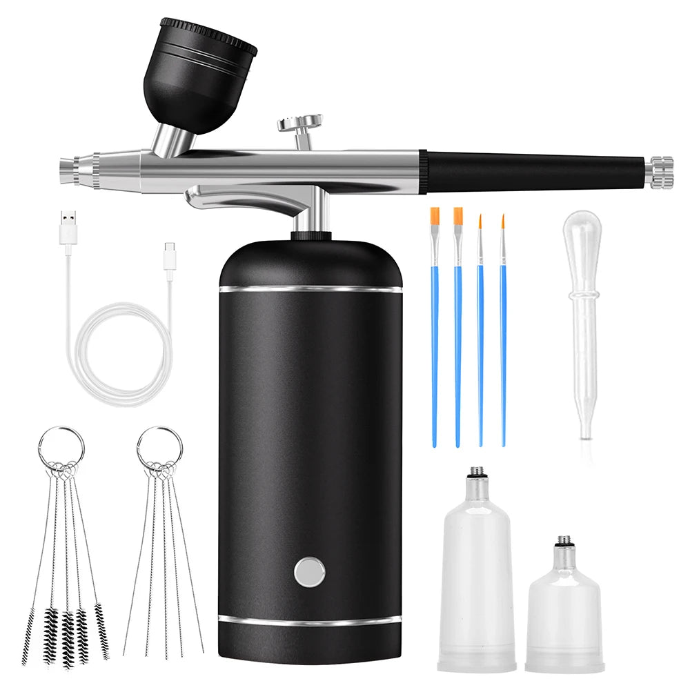 Airbrush with Compressor Mini Spray Gun for Painting Modeling Crafts Wireless Paint Spray Airbrush Painting Kit with Compressor