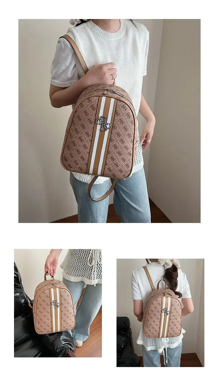 Luxury large capacity outdoor travel handbag, modern trendy women's backpack, classic design zipper shoulder bag