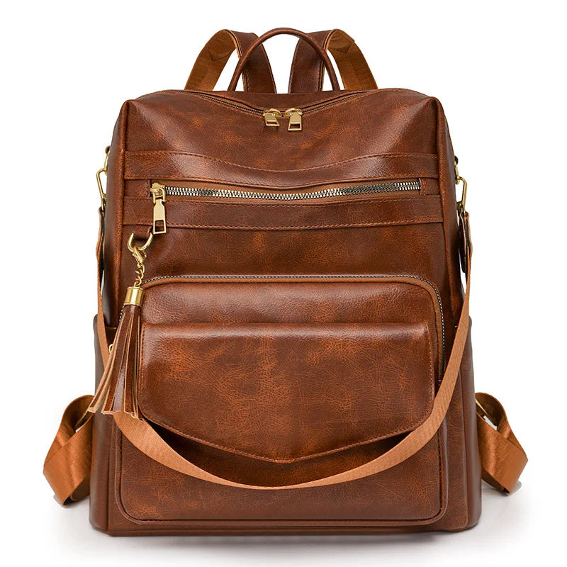 Backpack Purse for Women pu Large LadiesFashion Tassel Pu Leather Travel Backpack Purse Designer Ladies Shoulder Bags Waterproof
