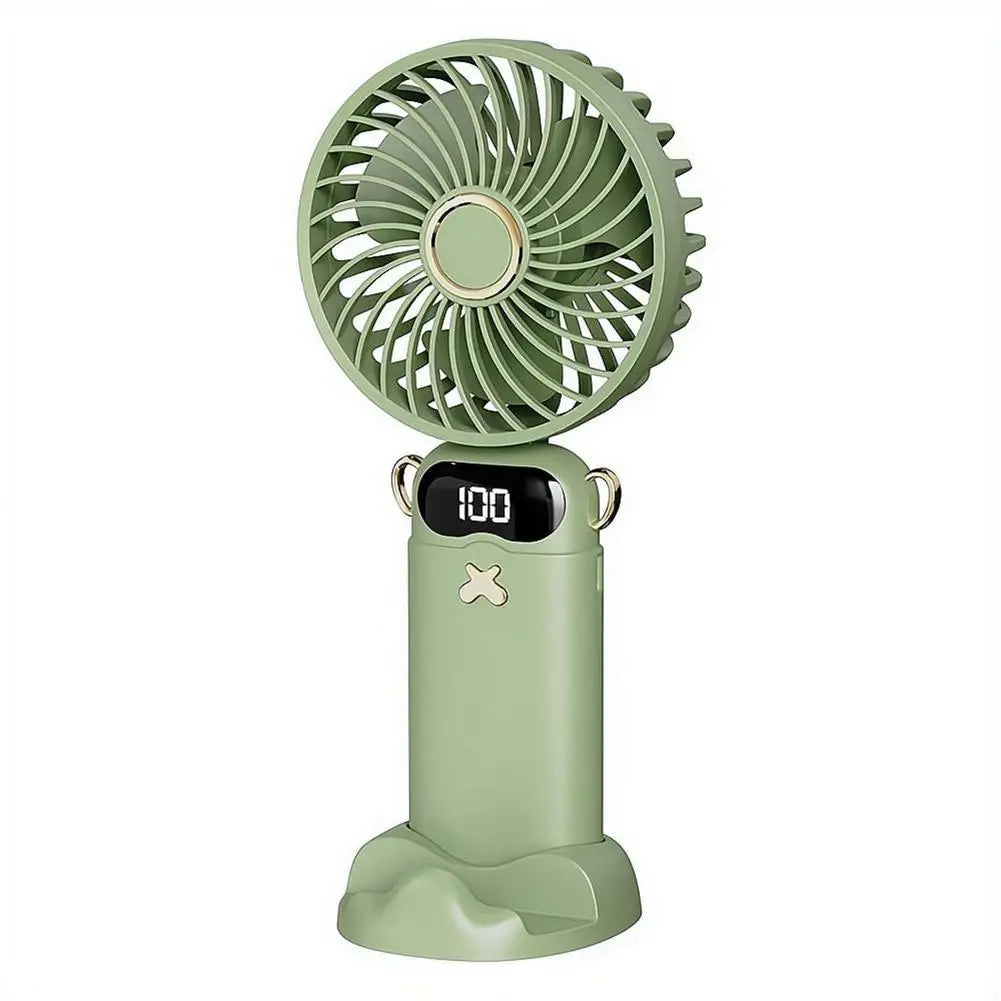 Portable Mini Fan With 6 Speeds LED USB Rechargeable Charging Small Foldable Battery Fans Handheld Desk Bedroom Indoor Outdoor