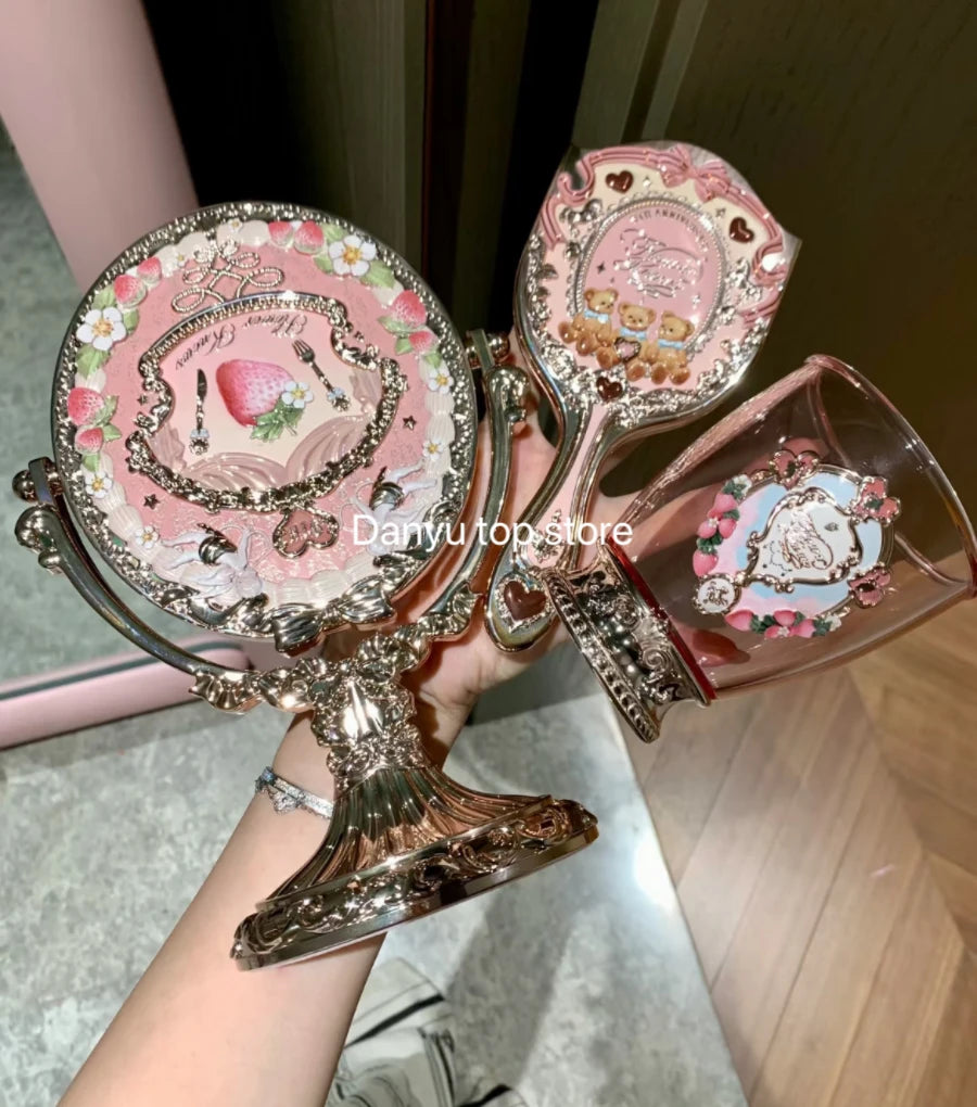 Flower Knows 9th Anniversary Mirror Makeup Tool Table Mirror Air Cushion Comb Cup 3-piece Set