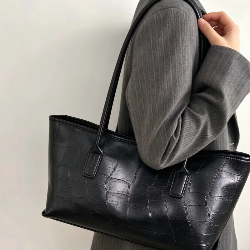 Luxury Vintage Crocodile-embossed Tote,women's Large-capacity Shoulder Handheld Bag,stylish Minimalist Casual Commuter Tote Bags