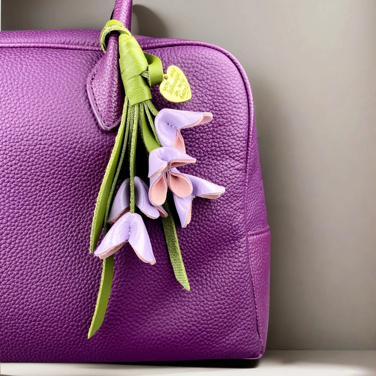 Luxury PU Leather Osmanthus Charm Set – Floral  Keychain Bag Pendant-Earthy Neutrals Palette-Gift For Her-Flower Bag Accessory