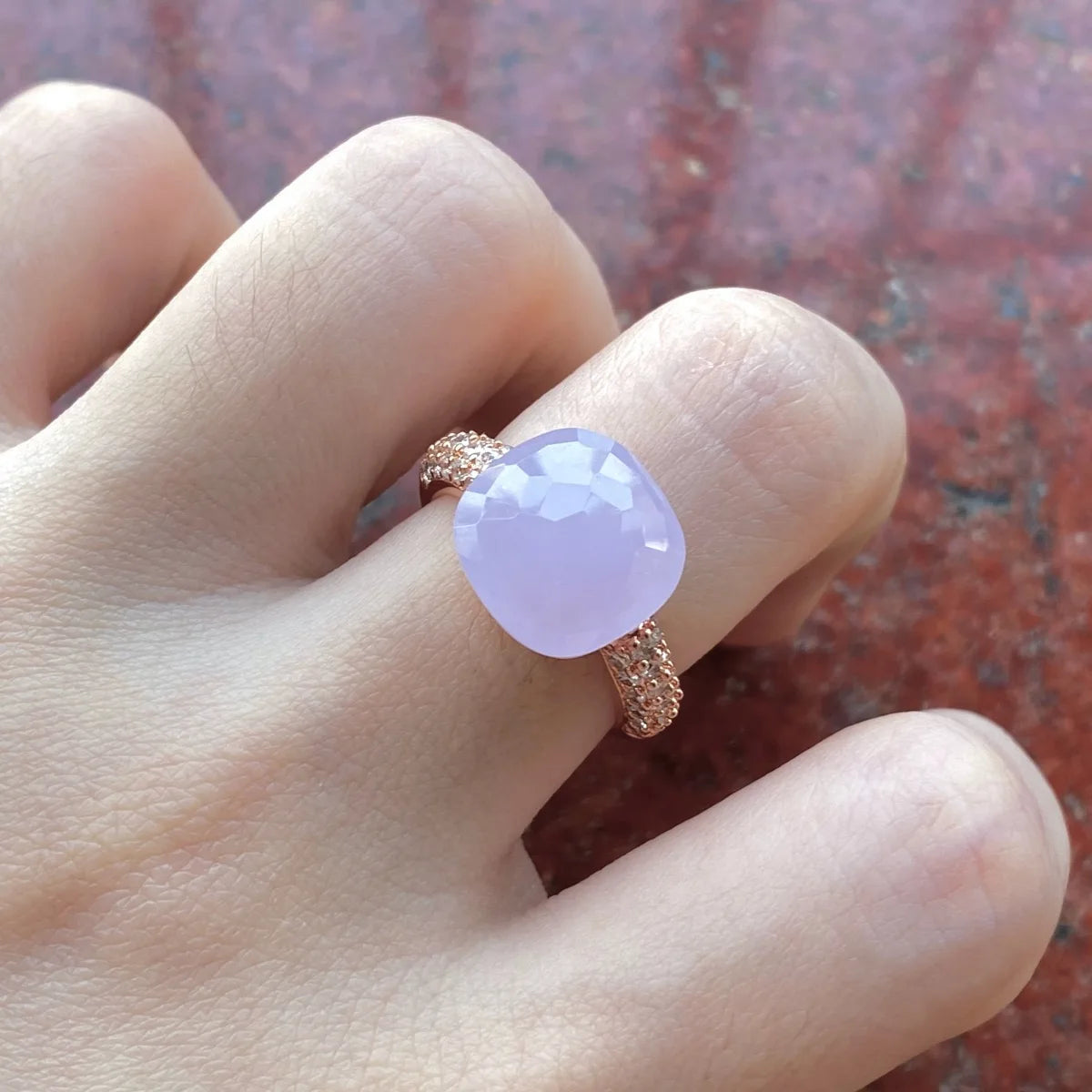 12.6mm   Ring Candy Style Zircon Ring Flat Pink Green Purple Crystal Ring For Women Candy Ring Fashion Jewelry Gift