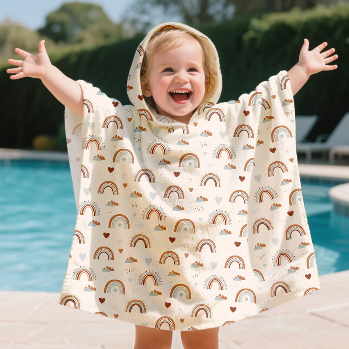 Kangobaby Hooded Bathrobe, Children's Soft Plush Warm Printed Bathrobe Pajamas, Suitable for Children Aged 1-5 Years Old