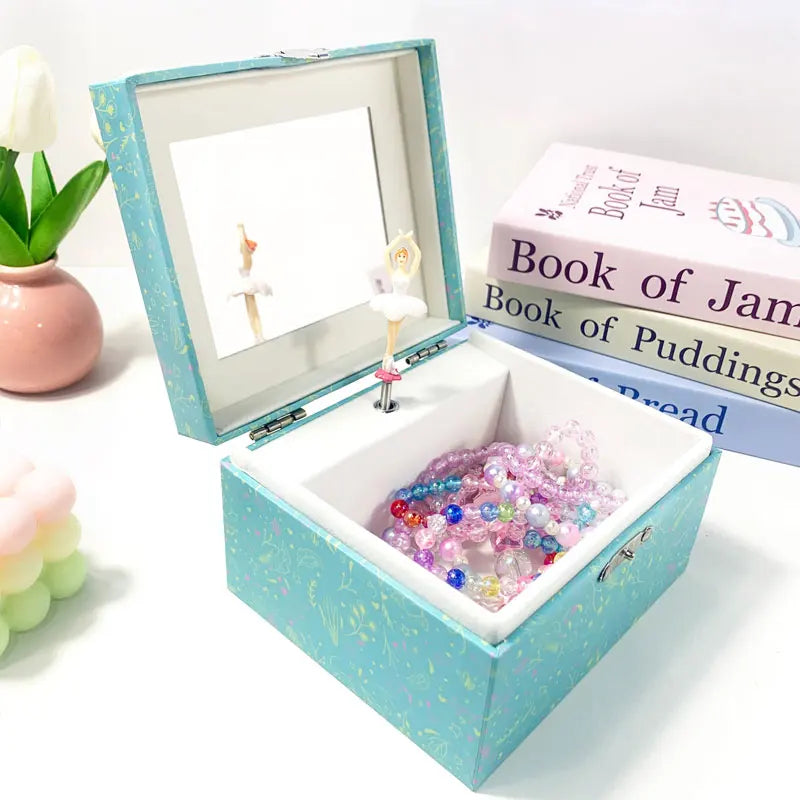 Music Jewelry Storage Box Glitter Powder Pink Princess Little Girl Gift Ring/Necklace/Bracelet/Earring Storage Desk Organizer
