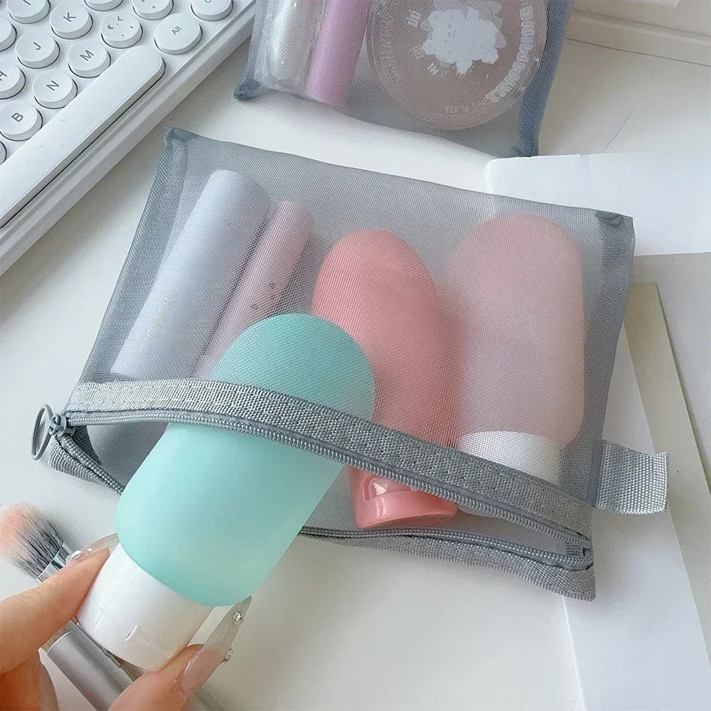 1/12pcs Mesh Clear Cosmetic Bags Small Large Black Makeup Bag Portable Travel Toiletry Organizer Case Lipstick Storage Pouch