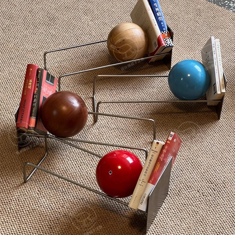 Bauhaus Creative Bookshelf Solid Wood Ball-Bearing Magazine Holder Mid-Century Modern Desk Organizer Artistic Home Display shelf