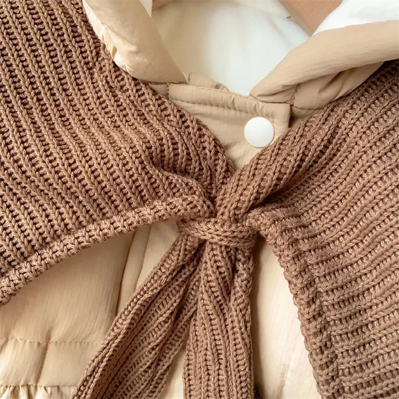 2025 Winter New in Infant Baby Girls Full Sleeve Hooded Quilted Thicken Warm Ruffles One-piece Jumpsuits Kids Newborn Romper