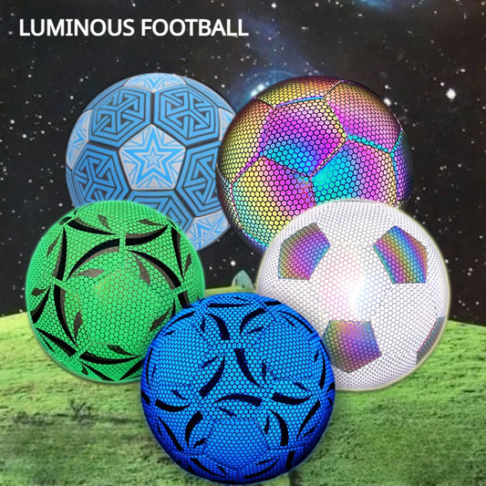Luminous Football Size5 Machine-stitched Reflective Football Pu Training Game Adult Luminous Football Soccer Training Equipment