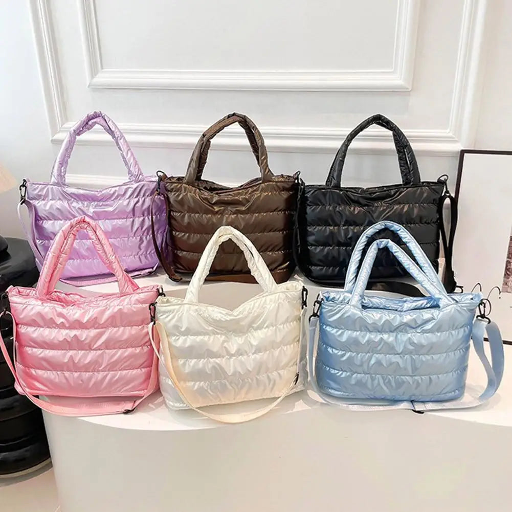 Large Tote Padded Handbags Designer Quilted Women Shoulder Bags Luxury Nylon Down Cotton Crossbody Bag Winter Tote Big