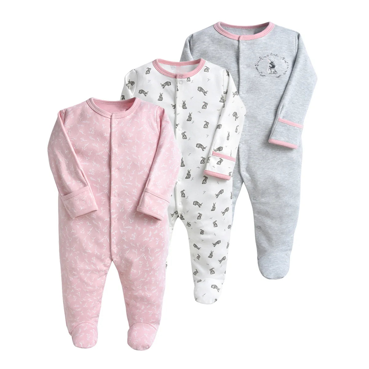 3Pcs Brand Newborn Baby Clothes Set Infant Boys Girls Romper Cotton Long Sleeve Pajamas Jumpsuit Toddler Outfits