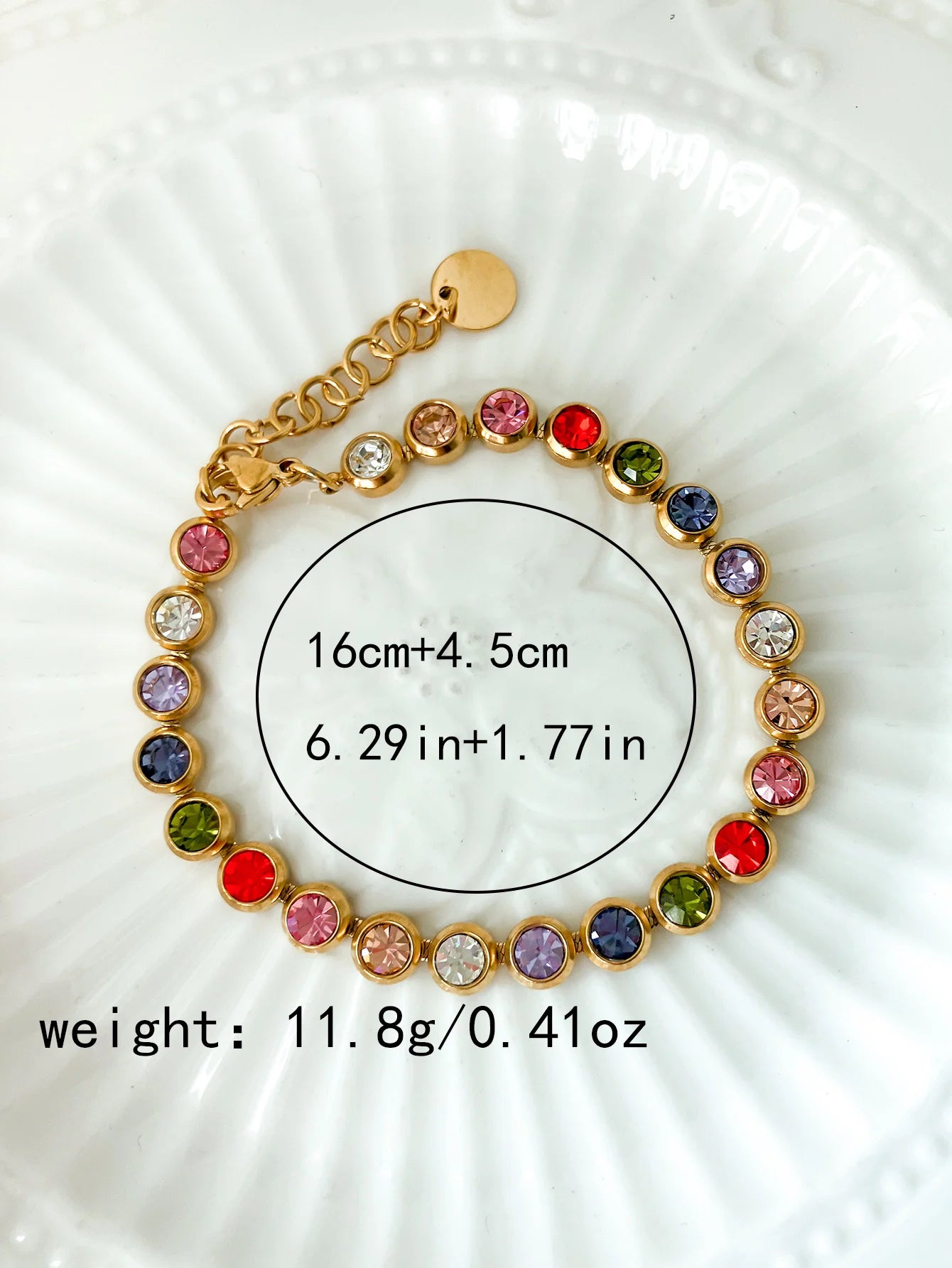 A pair of French retro and fashionable stainless steel women's colored zircon bracelets, daily commuting gifts, dating parties