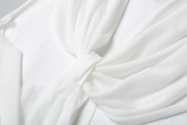 Sisterlinda Shawl Patchwork Dress Women Swing Bandage Ruched New Style Sexy Evening Prom Party Stretch Slim Elegant Maxi Bodycon