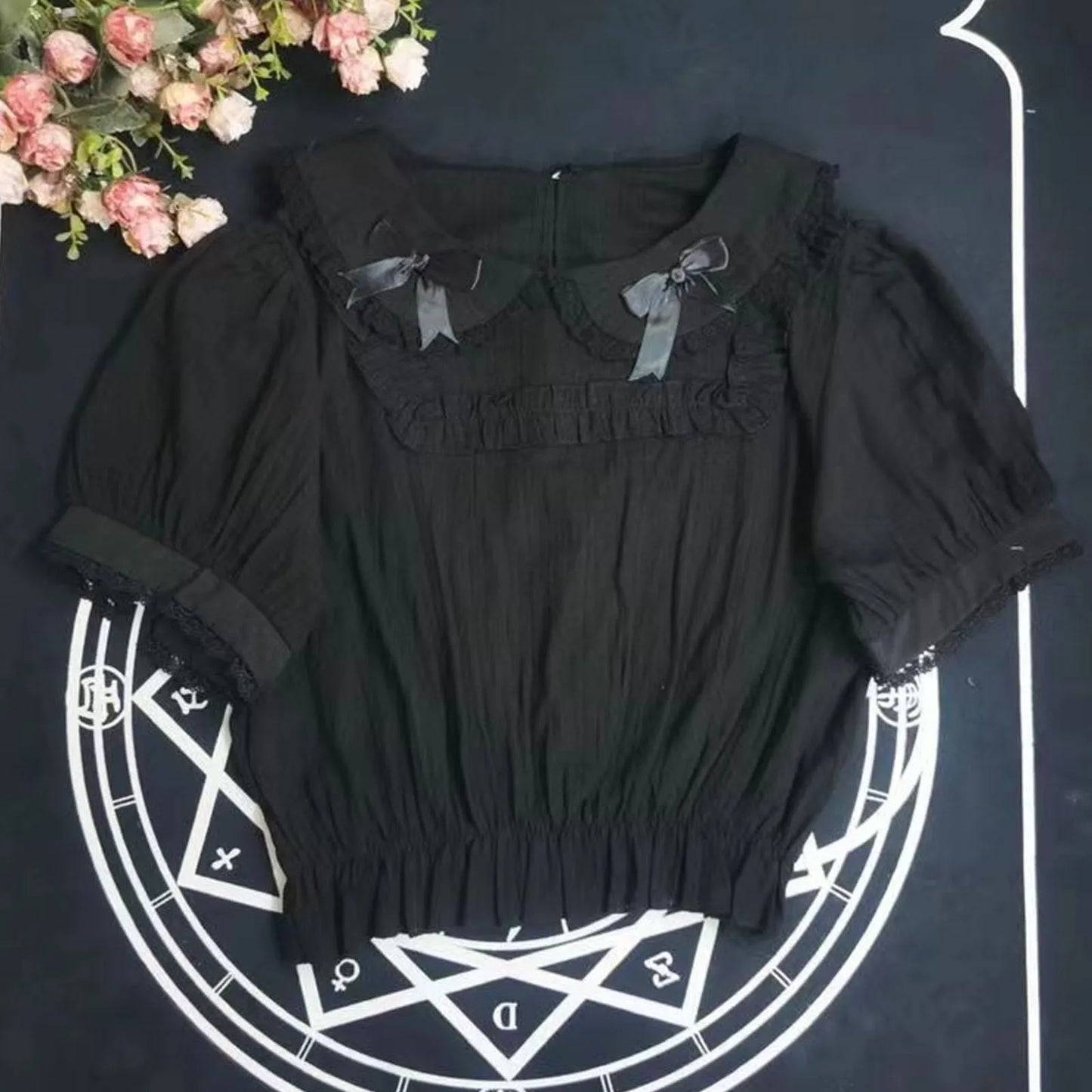 Spring Blouse Women Japanese Kawaii Cute Lace Patchwork Peter Pan Collar Shirt Vintage Sweet Embroidery Top Blusas