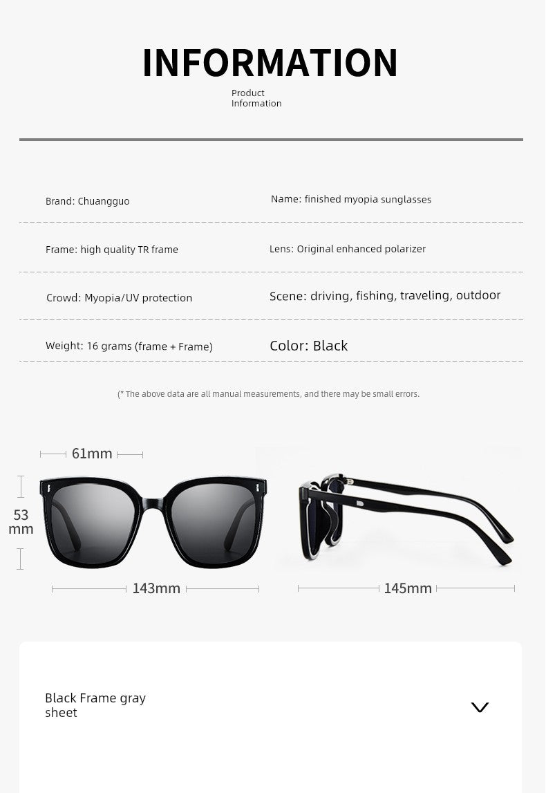 GM Myopic Sunglasses Men Can Wear Degrees for Driving Sun Protection UV Protection 2025 New Sunglasses Women