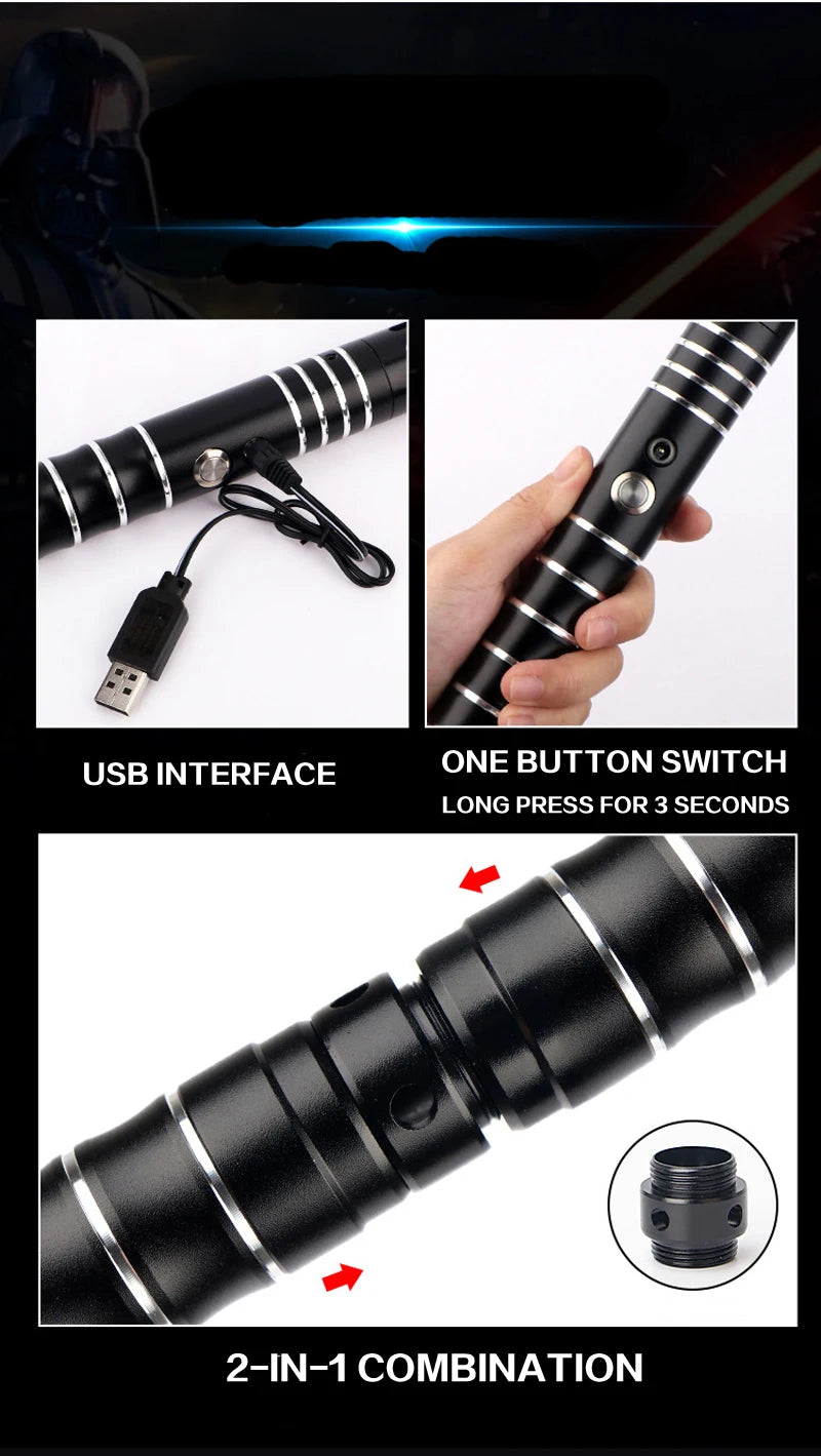 Upgraded Version Gravity Sensing Light Saber 2 In 1 15-color Metal Laser Sword Rechargeable Toy Party Glow Sword,Halloween And C