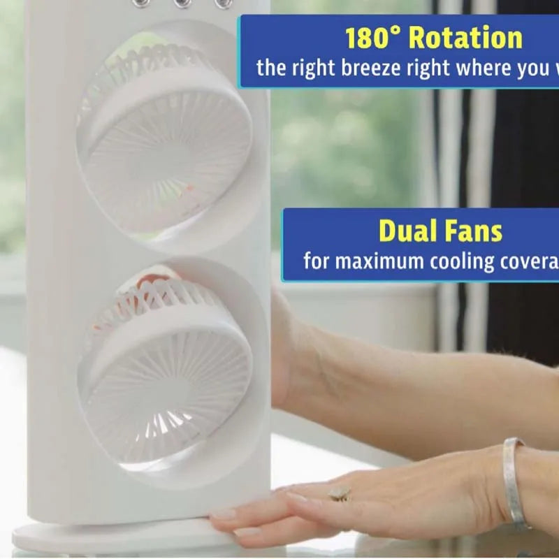 Table Office Use Portable Air Cooling Fan with Remote Control Desktop Water Misting Tower Fan with LED Charging Light