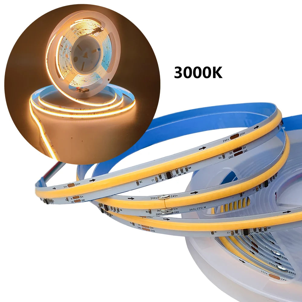 WS2811 COB Running Water Flowing LED Strip Light Horse Race Chasing Tape Wireless Remote Controller DC24V Power 20M 10M Full Set