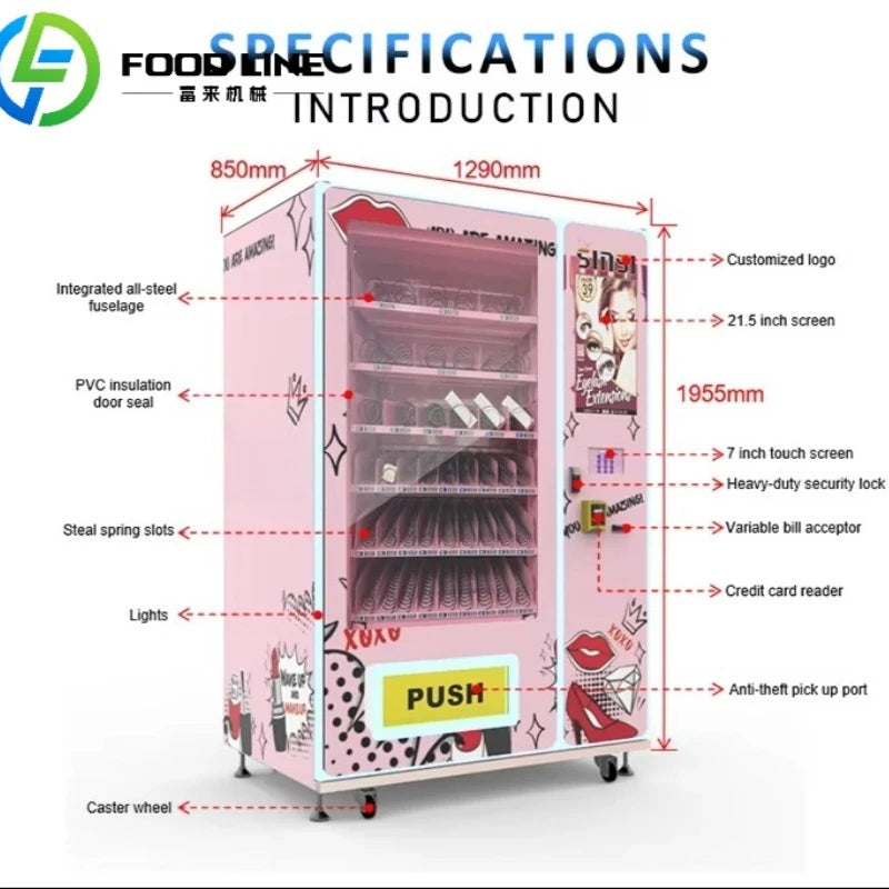 Digital Beauty Vending Machine Touch Screen Automated Cosmetic Dispenser for Eyelash and Wig Products
