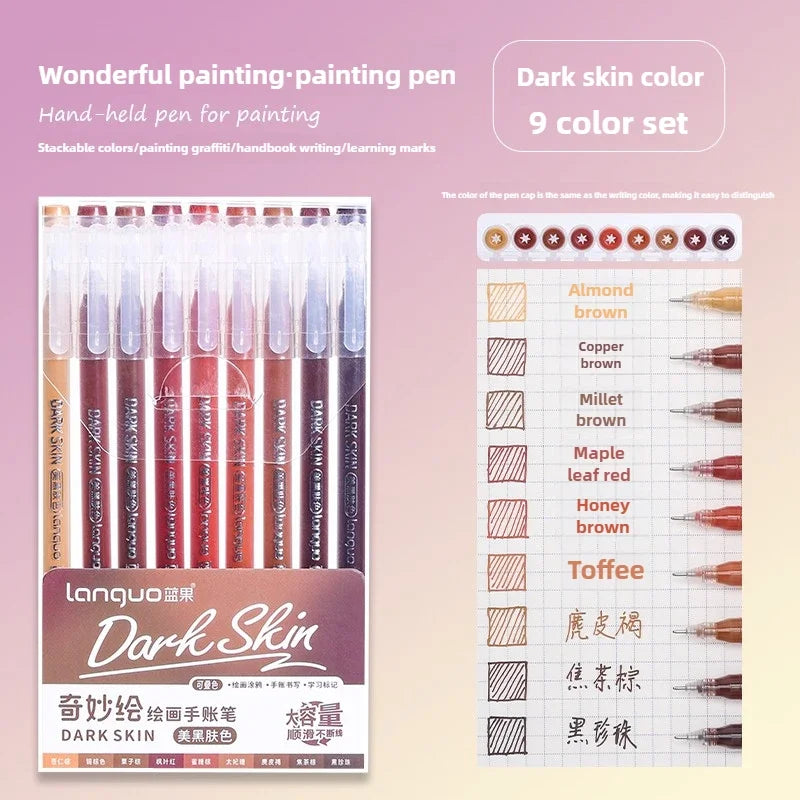 Languo 198/6 PCS Morandi Gel Pen Student Diary Scrapbook Painting DIY Gel Pen Set Coloring Book Drawing Pen School Supplies