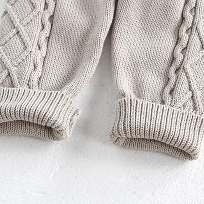 2024 New Autumn Winter Children Knitted Clothes Suit Long Sleeved Knitted Pullover+Jumpsuit Newborn Baby Boys Girls Clothing Set