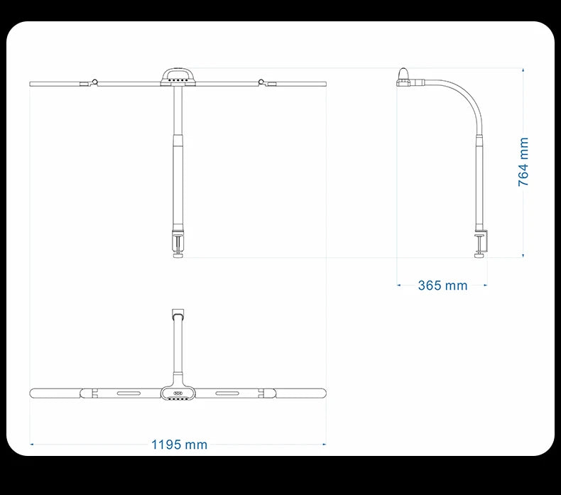 LED Full Spectrum Eye-Caring Architect Desk Lamp with Clamp Flexible Gooseneck 120cm Foldable 4-Head Stepless Dimming Lamp