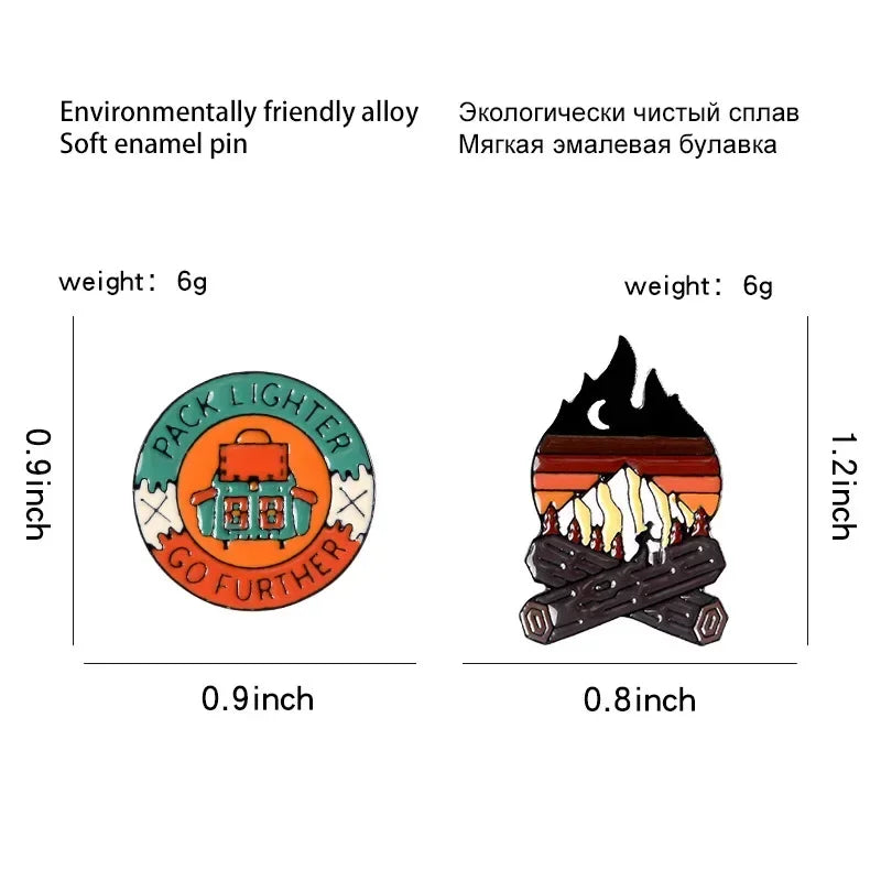 Personality Mountain Moon Sea Brooch Buckle Golden Metal Badge Bag Clothes Lapel Brooches For Women Men Kids Gifts