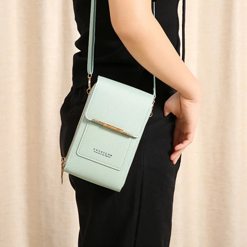 Women Crossbody Shoulder Bags Wallets Touch Screen Cell Phone Bag Soft Leather Strap Handbag for Female Luxury Messenger Bags