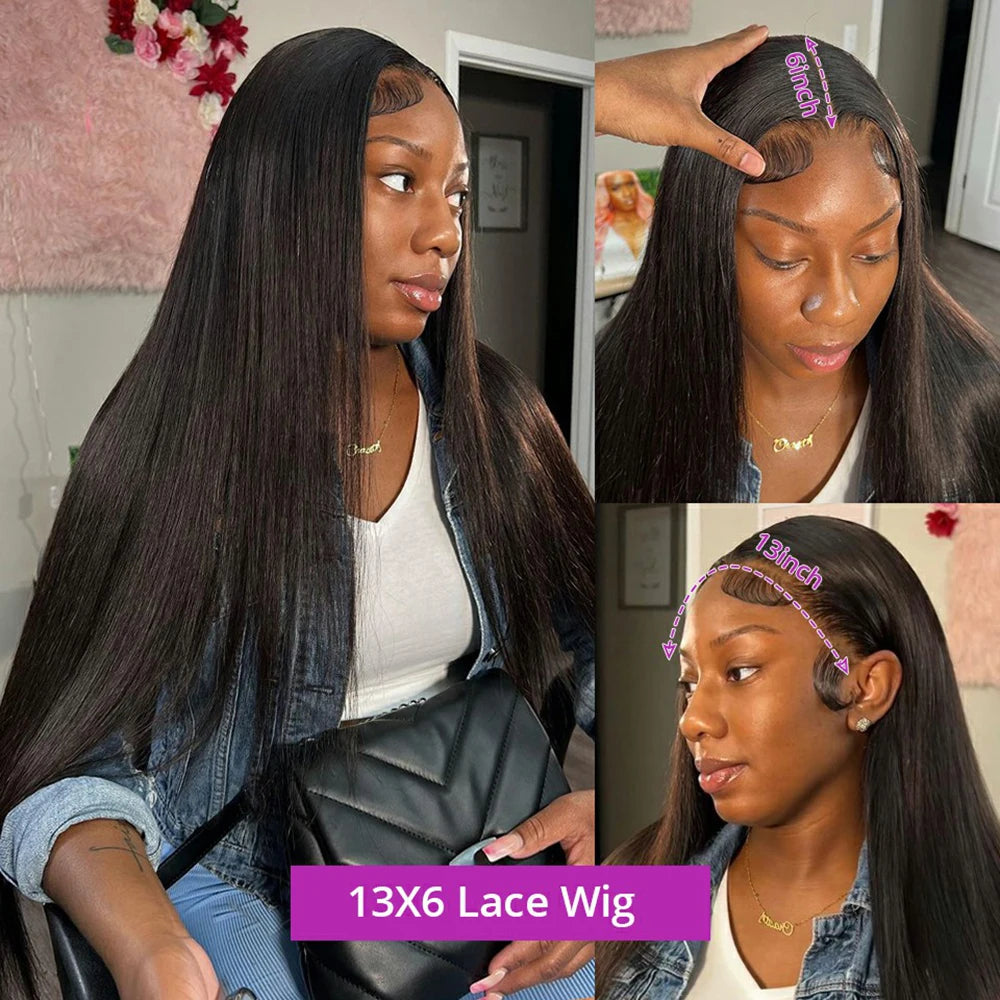 360 HD Transparent Lace Frontal Wigs Pre Plucked Brazilian Bone Straight 13x4 13x6 Lace Front Human Hair Wigs For Black Women