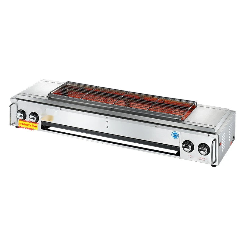 Commercial Smokeless LPG Gas Grill with Fan - Stainless Steel, Fast Heating, Auto Flameout Protection, for Oyster/Seafood BBQ