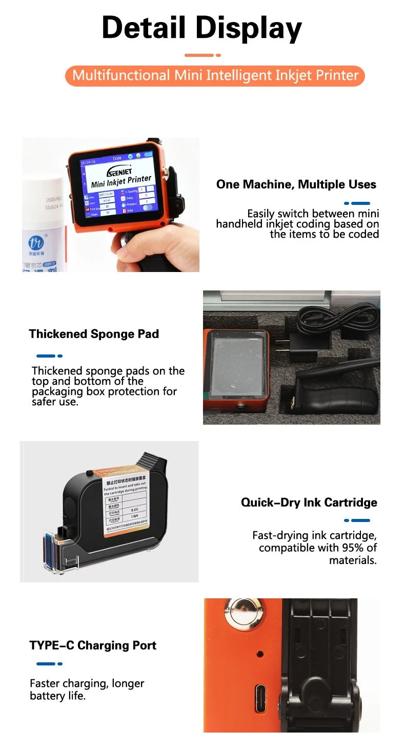 Mini Best Before Date Logo Code Printer Handheld Food Expiry Date Stamping Inkjet Machine QR Code Bottle Box