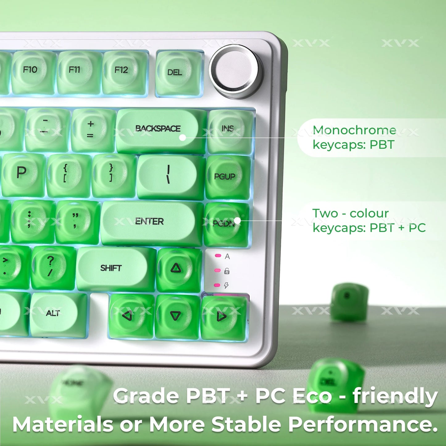 XVX Pink Keycap Clear 132 Keys Dye Sublimation Pbt+Pc HOA Profile Foundation Key Cap for Mechanical Keyboard 75% Keycaps