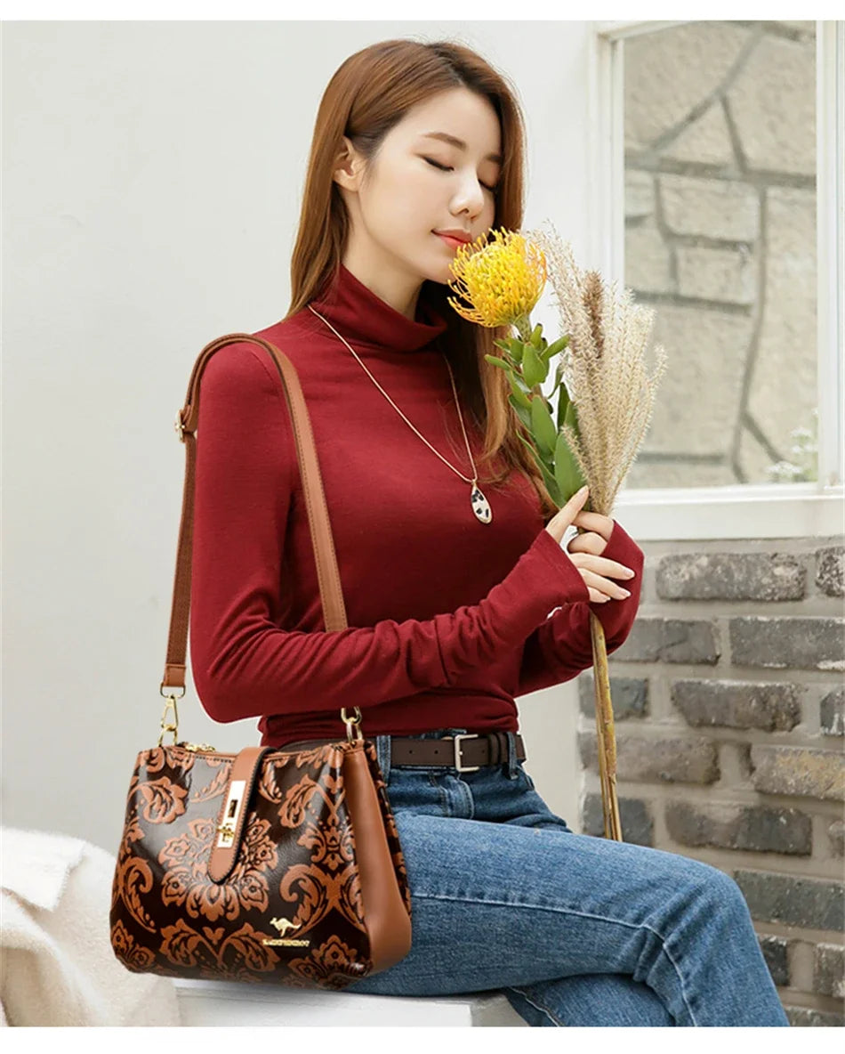 3 Layers Women 2024 Luxury Handbags Women Bags Designer Casual Shoulder Bags High Quality Leather Crossbody Bags for Female