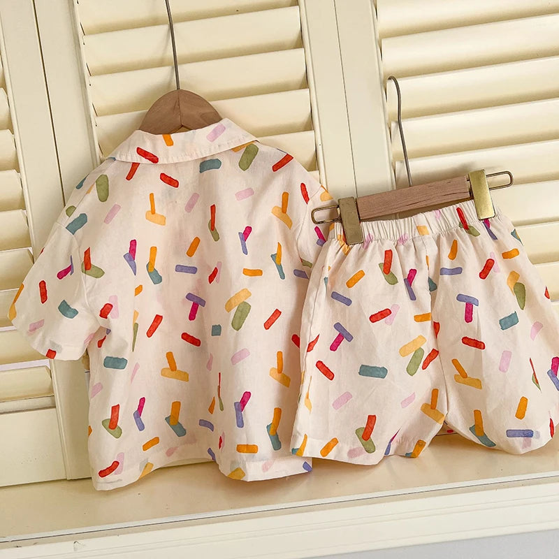 2025 New Vacation Style Cotton Kids' Summer Clothing Set Girls Sundress for 80 - 150cm Boys and Girls Sibling Outfits