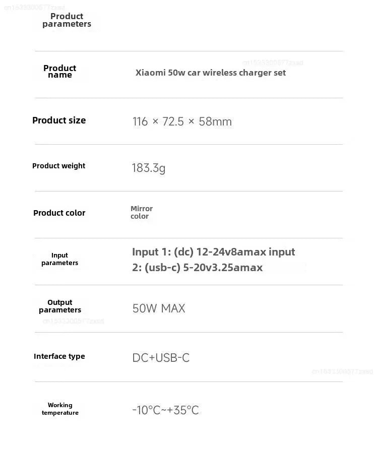 Xiaomi 50W Wireless Car Charger Set Smart Fast Quick Charging Auto Accessories Support Power-Off Car Mount Induction Charging