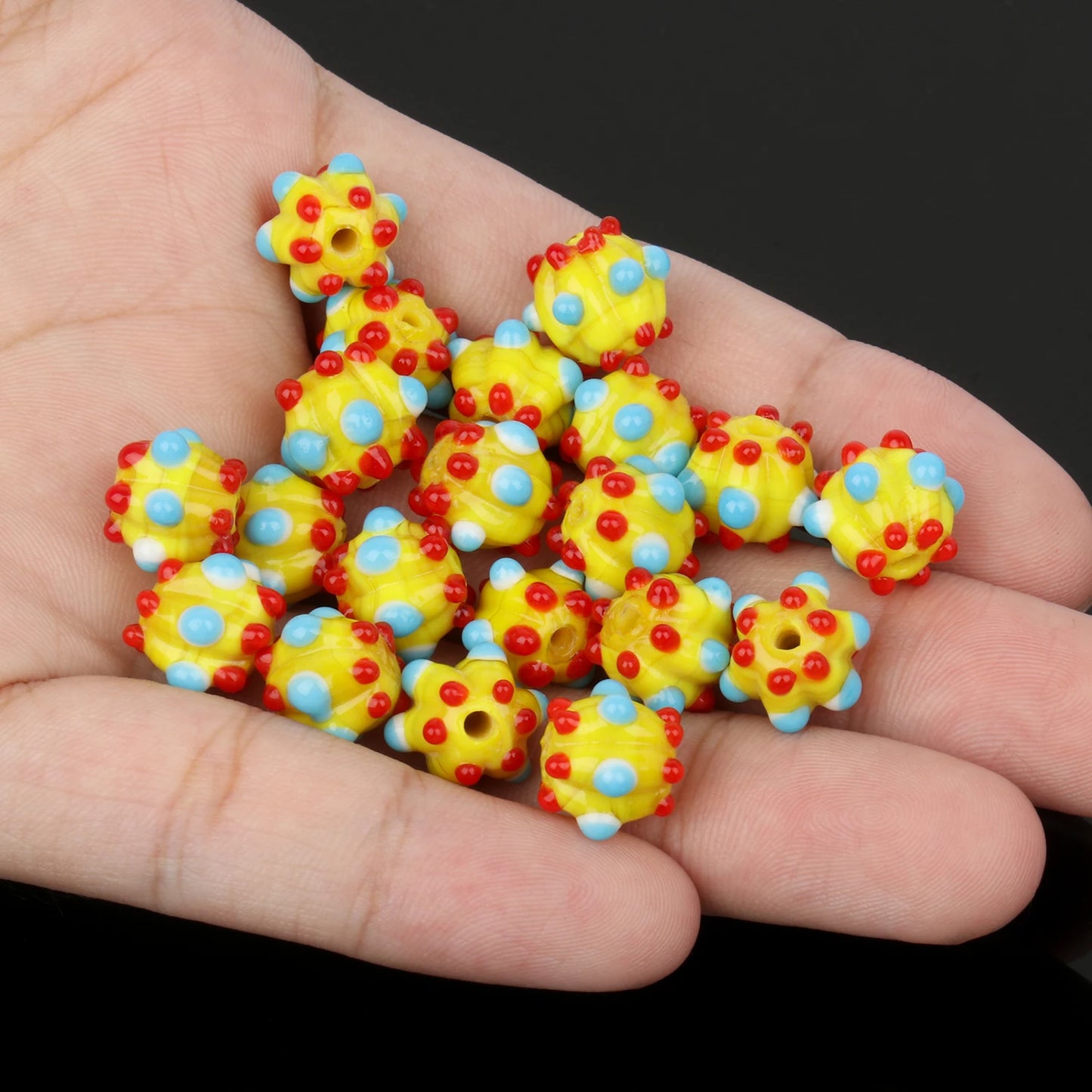 10mm Multicolor Murano Pumpkin Spot Lampwork Glass Loose Spacer Large Beads For Jewerly Making Diy Bracelet Earring Accessories
