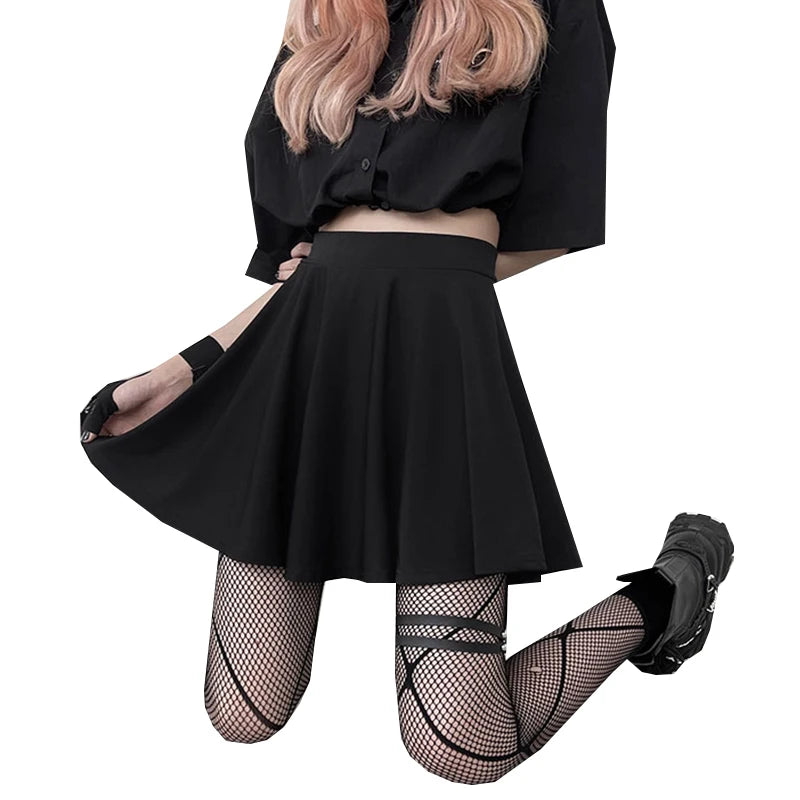 Black Skirts Woman Fashion 2024 Summer Elastic High Waist A-Line Knit Mini Short Red Umbrella Skirt Summer Women's Clothing