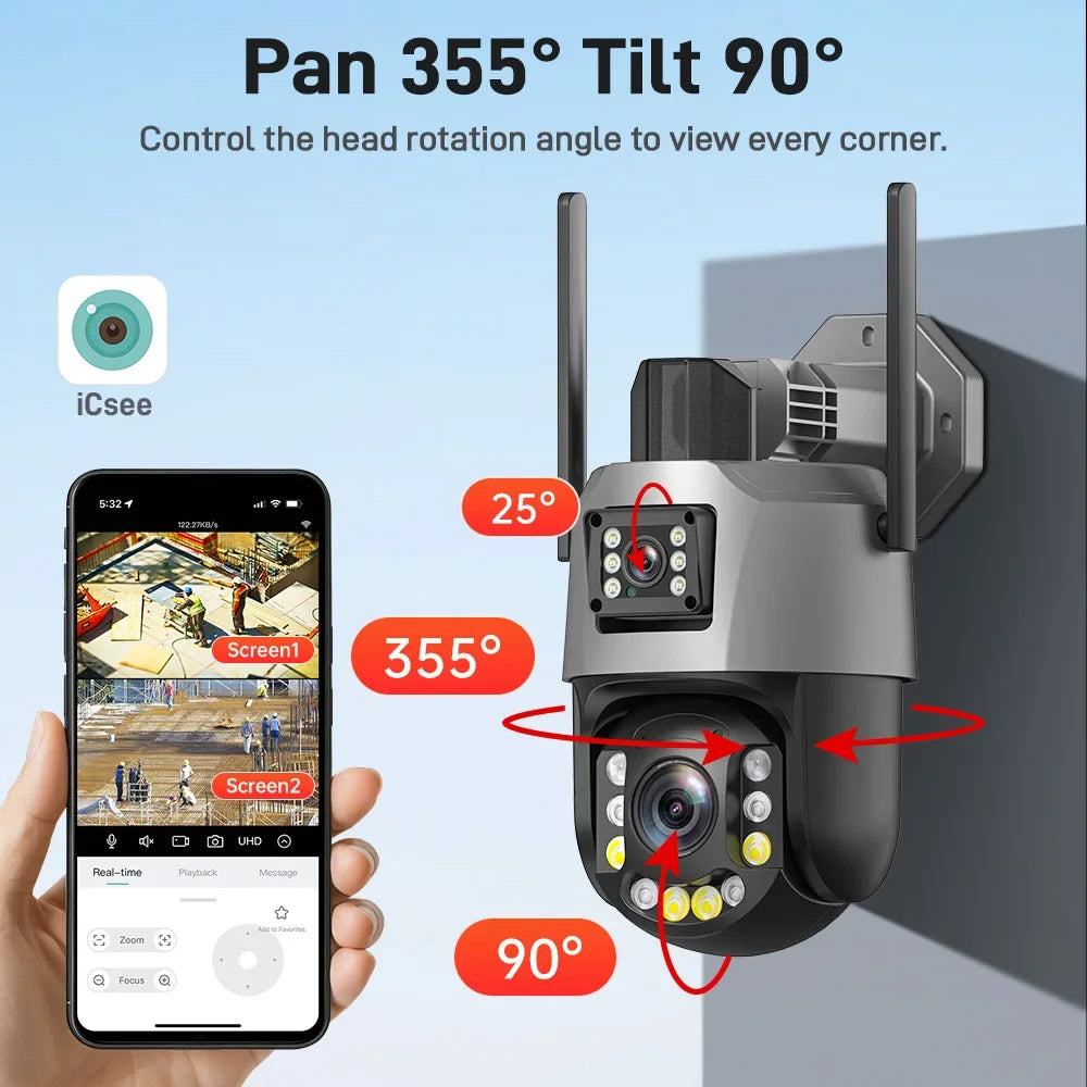 Securexpert 8MP 50X Zoom PTZ Camera WiFi Dual Lens 4K 20X Outdoor Surveillance 120m Ultra Long IR Vision ONVIF Security Camera