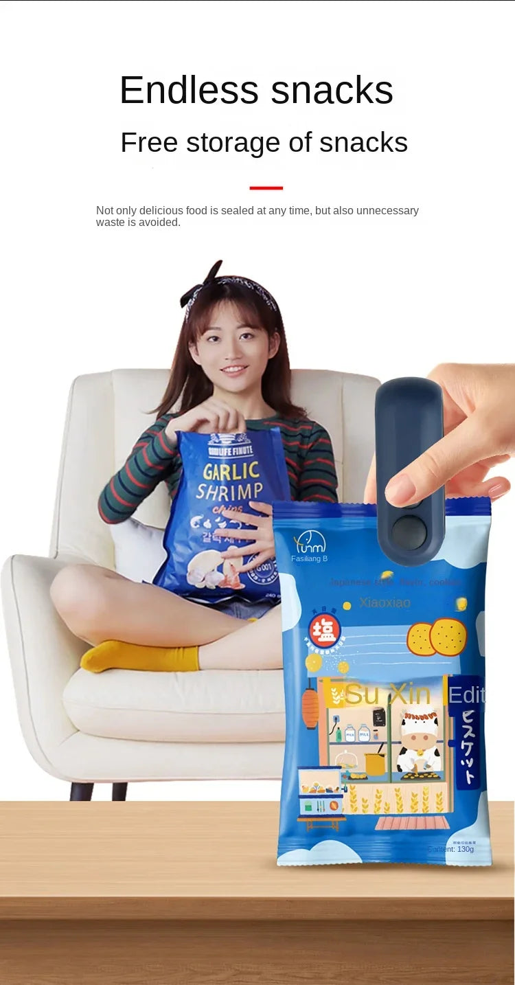 Vacuum Bag Sealing Machine Plastic Package Sealer Bags Clip Bag Handheld Sealer Food Packaging Heat Sealer For Home