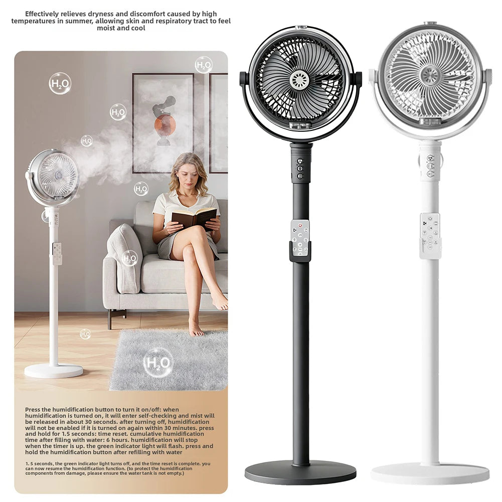 3 In 1 Smart Remote Control Humidifier Floor Fan,Multifunctional Oscillating Standing Desktop Circulating Fan,4 Speed Adjustable