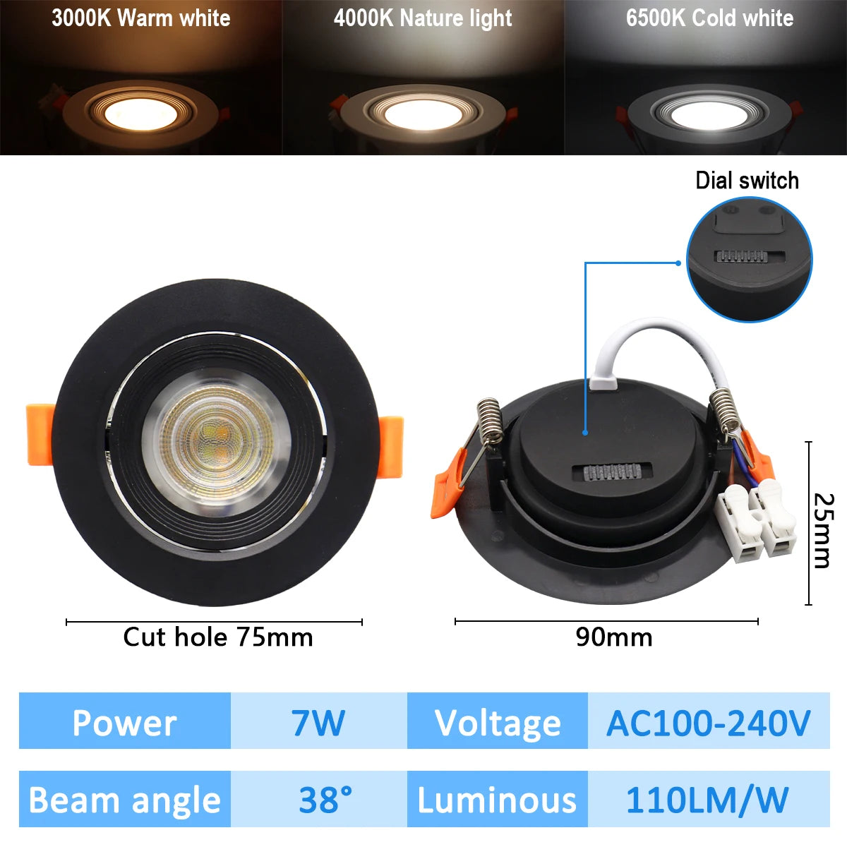 1-10pcs Led Surface Mounted Spot Downlight CCT 3000/4000/6500K Anti-glare Ceiling Lamp Foldable Spotlights for BedRoom Bathroom