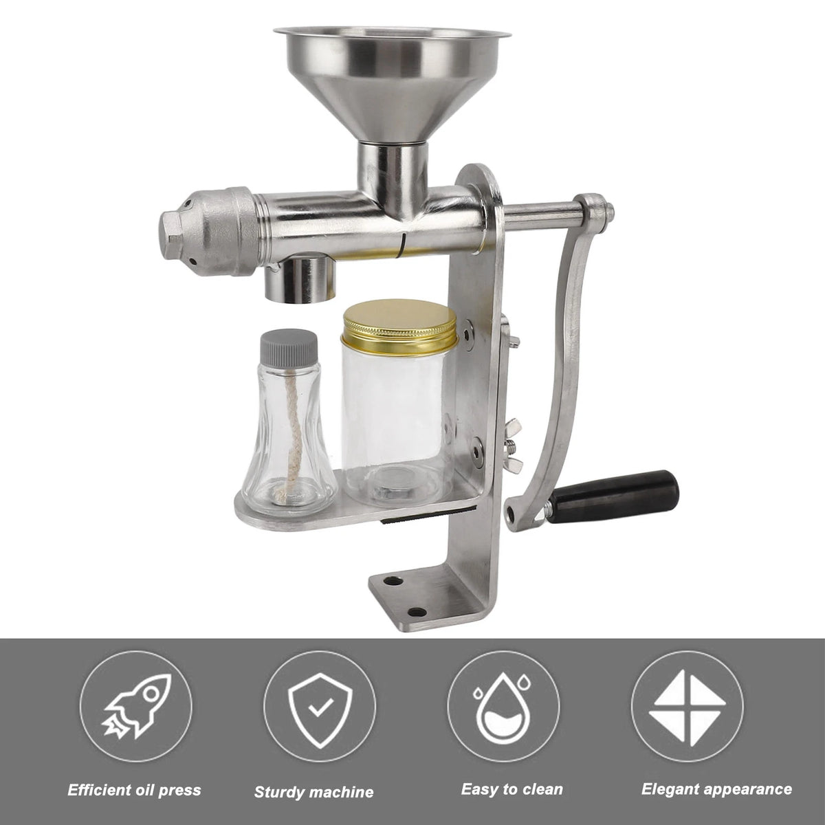 Oil Extractor Machine Oil Press Machine Hot Cold Press Stainless Steel Efficient Easy To Clean Manual for Kitchen