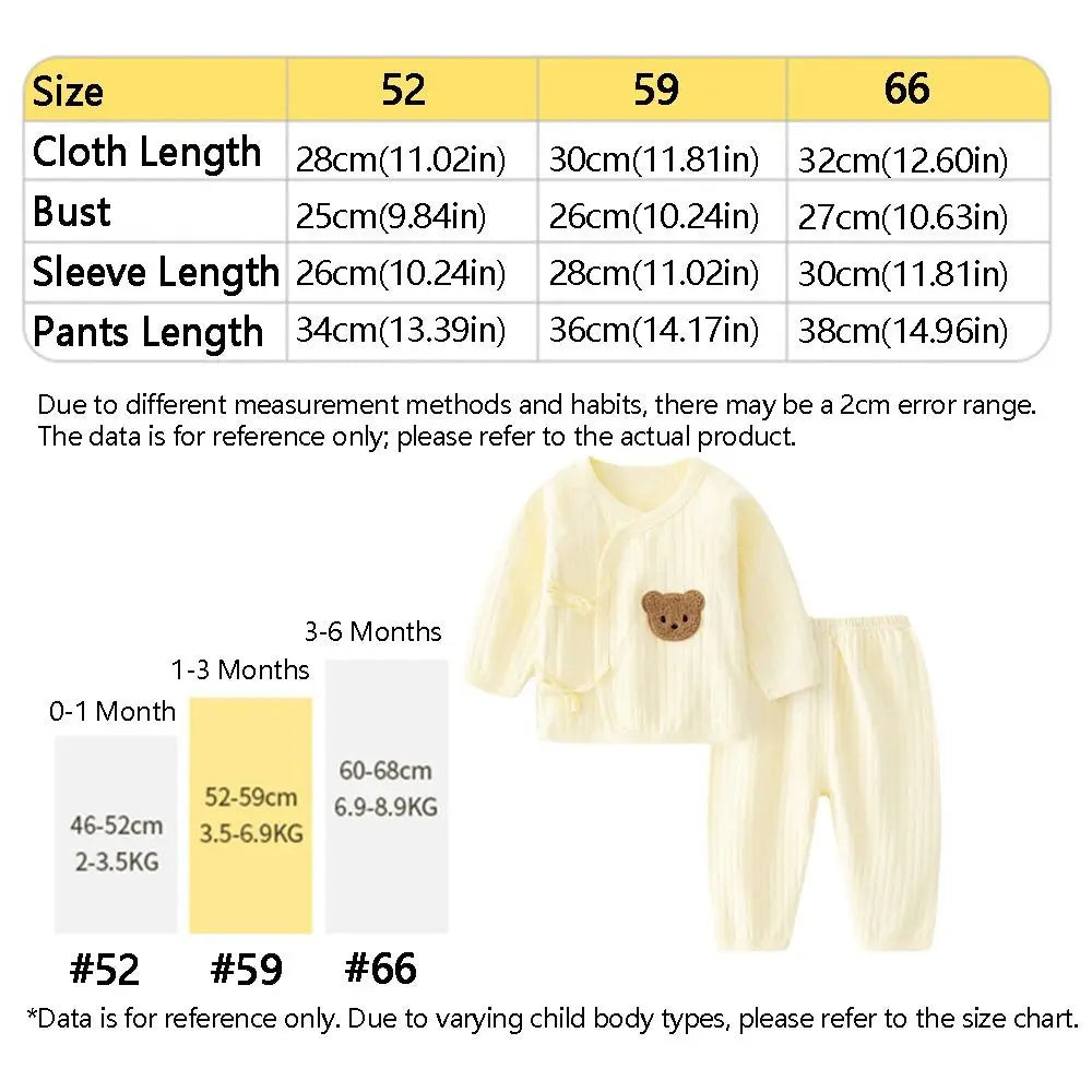 2Pcs/set Cartoon Bear Baby Cardigans Sets Soft Cotton Long Sleeve Baby Cardigans+Long Pants Sets 0-6 Months Solid colors