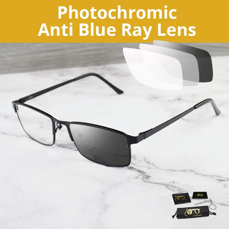 Photochromic Progressive Reading Glasses Multifocal Chameleon Sunglasses Men Women Anti Blue Ray For Computer Work Eyewear Frame